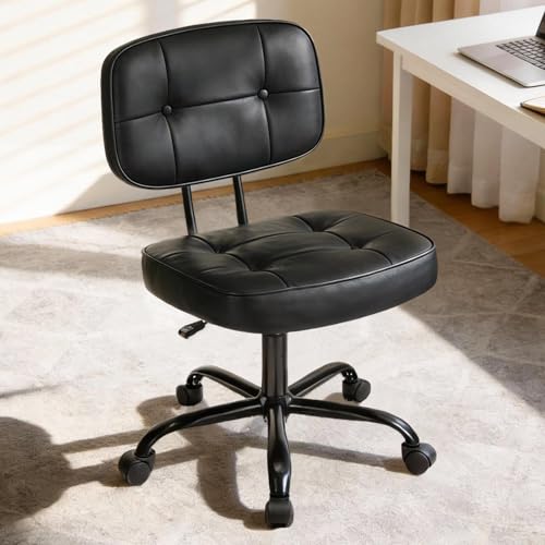 DUMOS Home Office Desk Chair - Ergonomic Armless PU Leather