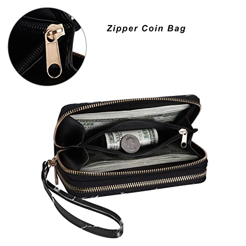 Image of Cellphone Wallet for Women Dual Zipper Long Purse with Removable Wristlet