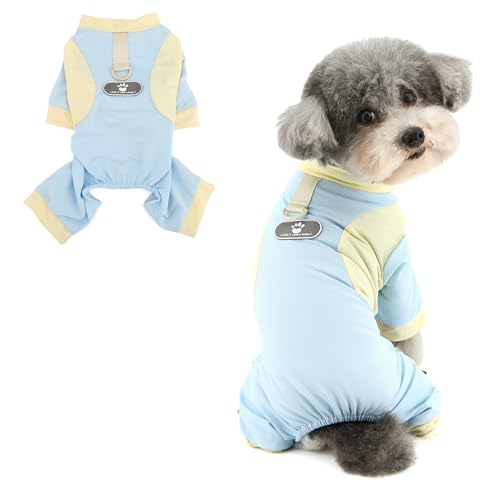 RANPHY 犬 服 春 夏 犬の服 犬用日焼け防止服 カラーブロック つなぎ 涼感 犬用ロンパース 薄手メッシュパジャマ 接触冷感防蚊防虫 伸縮性四つ足の服 半袖 Tシャツ 超小型犬 小型犬 子犬 猫服ペット洋服 Dリング付部屋着お散歩撮影写真紫外線対策