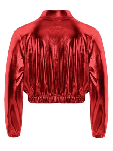 iiniim Girls Boys Sequins Hip Hop Jazz Outerwear Kids Shiny Metallic Bomber Jacket Coat with Flap Pockets Disco Party2