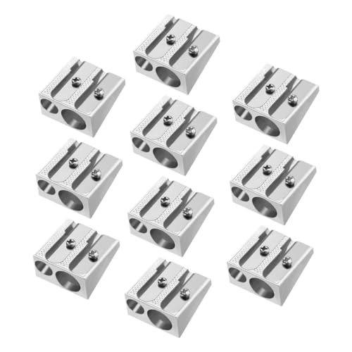 TEMPNAP 10個 アルミ合製ダブルホール斜面手動筆削り器 小型携帯用シャープナー 学校 オフィス向け文房具 コンパクトで使いやすいアーティ