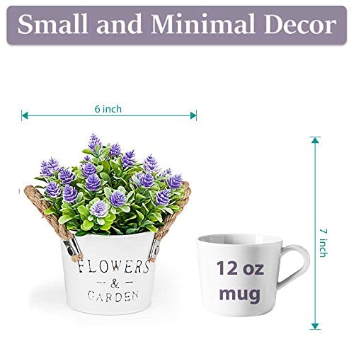 Mixrose 2 Pcs Artificial Potted Plants Mini Fake Plants In Rustic Metal Pot Small Artificial Plants House Plants For Home Desk Shelf Office Kitchen Bathroom Decor Purple And Yellow – Set Of 2 #TOP6
