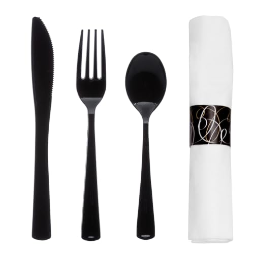 Party Essentials Pre-Rolled Disposable Heavy Duty Plastic Cutlery Kit