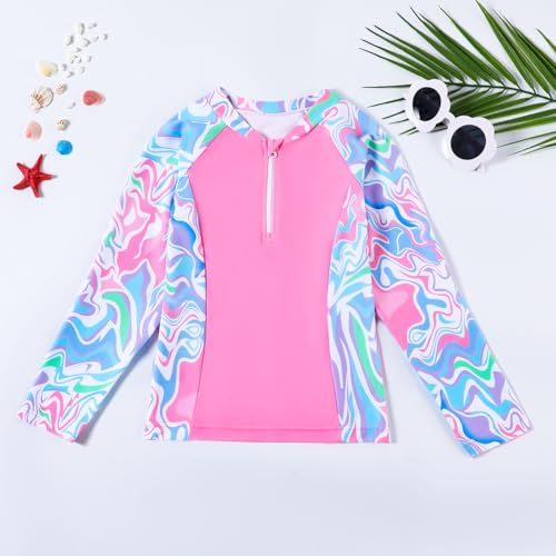 Image of Toddler Girls Long Sleeve Swimsuits Girl Swimwear Little Girls Swimsuits 2 Pieces Toddler Rash Guard Swimsuit Print