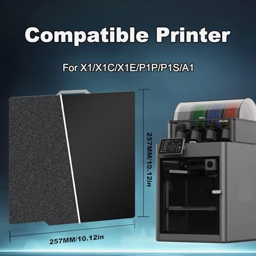 Image of 257x257mm Black Build Plate for Bambu Lab X1 /X2D /P1P /P1S /P2S /X1C /A1, Double Sided Textured PEI+Smooth PEI Flexible Spring Steel Platform Heated Printing Bed for Bambu Lab 3D Printer