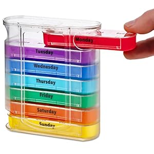 MEDca Weekly Pill Organizer, vier keer per dag, 1 dispenser met stapelbare AM/PM compartimenten