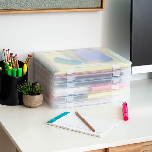 Image of IRIS USA 6-Pack A4 File Box Paper Cases |Made in USA| Fits 8.5 inch x 11 inch Letter Paper, Portable & Stackable - Clear