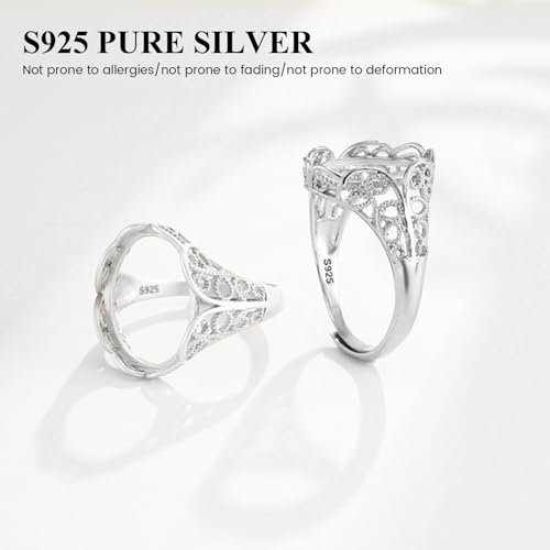 Anillos en blanco de plata de ley 925 con base ovalada de 13x18 mm para joyería DIY Gcroet 6
