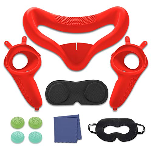 for Oculus Quest 2 Accessories VR Face Silicone Cover | Thumb Button Cap|Touch Controller Grip Cover | Protective Lens Cover | Microfiber Cleaning Cloths | Disposable Eye Cover. for Oculus Quest 2 Accessories VR Face Silicone Cover | Thumb Button Cap|Touch Controller Grip Cover | Protective Lens Cover | Microfiber Cleaning Cloths | Disposable Eye Cover.