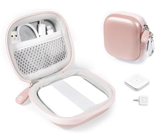 WGear Credit Card Reader Case for Square Contactless and Chip Reader, USB Cables and Small Accessories, Mesh Pocket, Secure Elastic Strap, Easy to go Carabiner (Rose Gold)