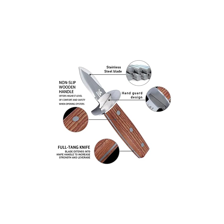 MSY BIGSUNNY Oyster Shucker Knife with Rosewood Handle - Full Tang Stainless Steel