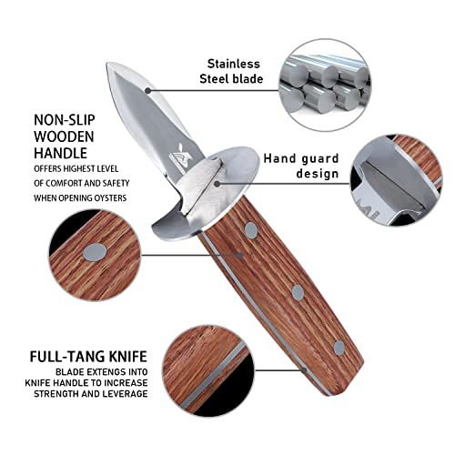 MSY BIGSUNNY Oyster Shucker Mes met Palissander Handvat - Volledig Tang Roestvrij Staal - Image 5