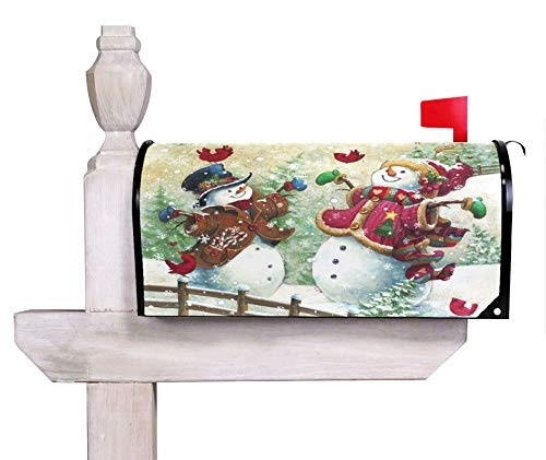 Wamika Winter Snowman Snowflake Cardinal Bird Mailbox Cover Magnetic Oversized,Merry Christmas Tree Letter Post Box Cover Wrap Decoration Welcome Home Garden Outdoor 25.5" Lx 21" W