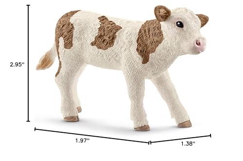 Image of Schleich Farm World, Farm Animal Toys for Boys and Girls 3 and Above, Simmental Calf Toy Cow, Ages 3+, Multicolor, 2 inch