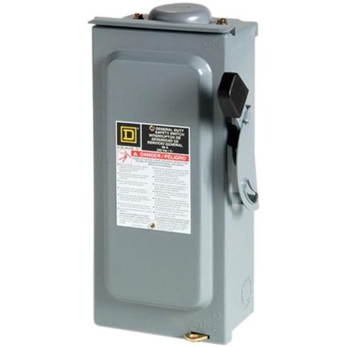 Square D - D322Nrb General Duty Safety Switch, Gray, Small, Fusible, 60-Amp, 240V, 3-Pole, 15 Hp, Outdoor, W/Neutral #TOP3