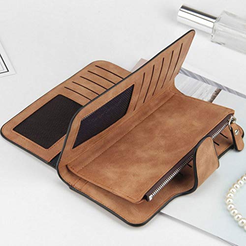 Womens wallet Women Leather Luxury Card Holder Clutch Casual Wallets Zipper Pocket Hasp Ladies Female Purse (Brown)4