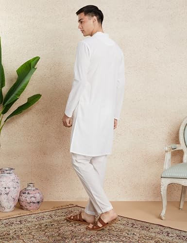 Image of Amazon Brand - Symbol Men's 100% Cotton Solid Long Length and Pant Set |Casual |Regular Fit - 2pcs (Available in Plus Sizes)