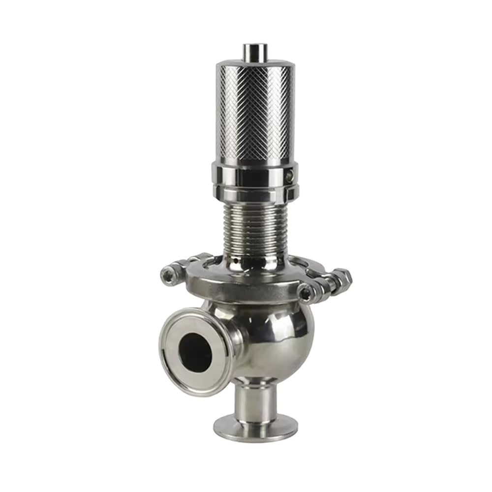 Valvola di Sicurezza Scarico Sanitaria a 3 Brida Regolabile, SS304/316L Acciaio Inossidabile, 1"-2" Misure, 0,5-6 bar, Guarnizione FKM, Lucidatura Specchio, Latte/Farmacia, 1 Pezzo(SS304,1")