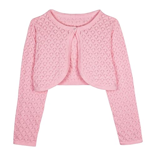 BOLEROSE Girls Long Sleeve Pointelle Knit Childrens Kids Bolero Shrug