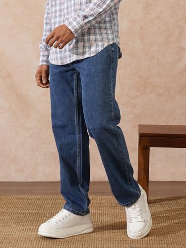 Image of WROGN Men's Cotton Lycra Jeans | Dark Blue Clean Wash | Anti Fit
