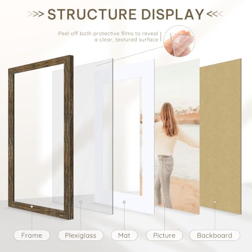 Image of Picrit 17x22 Rustic Brown Picture Frame, Poster Frame for Wall, 3 Pack