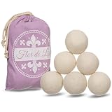 Bolas para secadora de lana natural Flor De Lis – Suavizante natural para la colada, reduce el pelo y la electricidad estática, se pueden utilizar con aceites perfumados