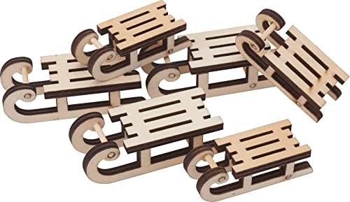 VBS Schlitten Oakley Set 6 Stk 6.0-7.5 cm Sperrholz Winter Dekoartikel...