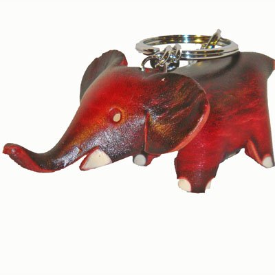 A Pair Of (2 Pieces) Leather Keychain, Elephant Shaped, Brown,Green,Orange Or Gray #TOP3