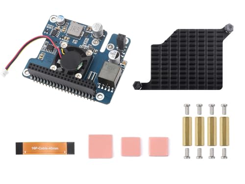 waveshare PCIe to M.2 Adapter with PoE HAT for Raspberry Pi 5,Supports NVMe Protocol M.2 SSD 2230/2242,Supports IEEE 802.3af/at Network Standard
