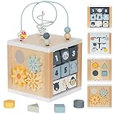 touch us Wooden Activity Cube, 6-in-1 Montessori Toys for 1+ Year Old Boys & Girls, Educational Learning Toys for 1 2 3 Year Old Baby|Bead Maze|Shape Sorter|Mirror|Gear