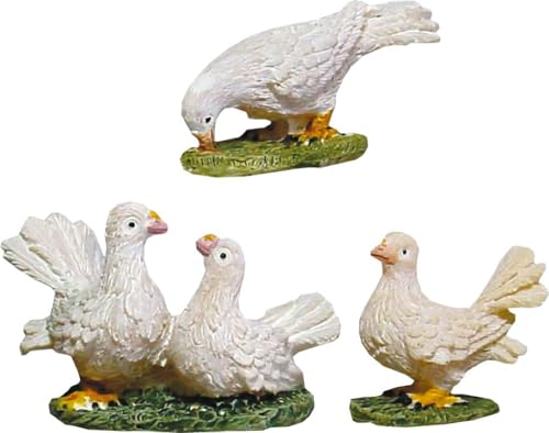 FADEDA 3 x gruppi di animali piccioni/altezza: 2 cm/dipinti a mano/personaggi fedeli ai dettagli, decorazione da tavolo di Natale accessori presepe
