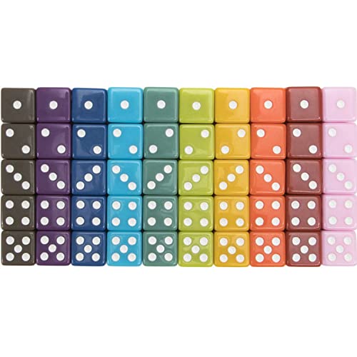 50-Pack Solid 6-Sided Game Dice, 10 Sets Of Vintage Colors, 16Mm Dice For Board Games And Teaching Math By Brybelly #TOP1