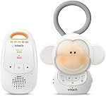 VTech DM1411 Moniteur Audio Bébé & Batterie portable à deux unités rechargeables, longue portée, lumière de nuit douce, sons apaisants & Lullabies, Transmission numérique sans fil, Indicateur sonore