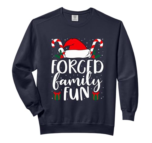 Forced Family Fun Sarcastic Christmas Lights Funny Christmas Comfort Colors Adult Sweatshirt