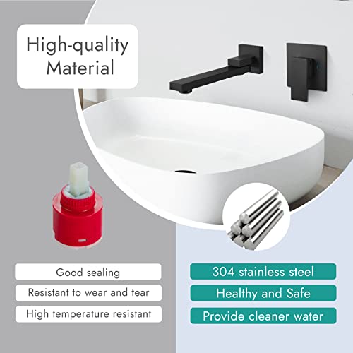 Aolemi Matte Black Wall Mount Bathtub Sink Faucet Tub Filler With Extra Long Rotating Tub Spout One Hole Single Handle Rough-In Valve Included Bathroom Basin Mixer Tap #TOP3