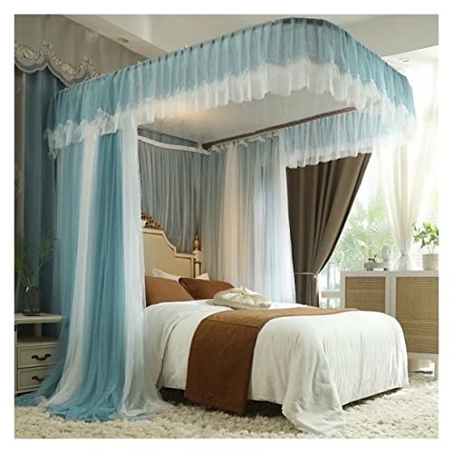 Rideau de lit à baldaquin bleu 180x210 pour créer un cocon princesse féerique