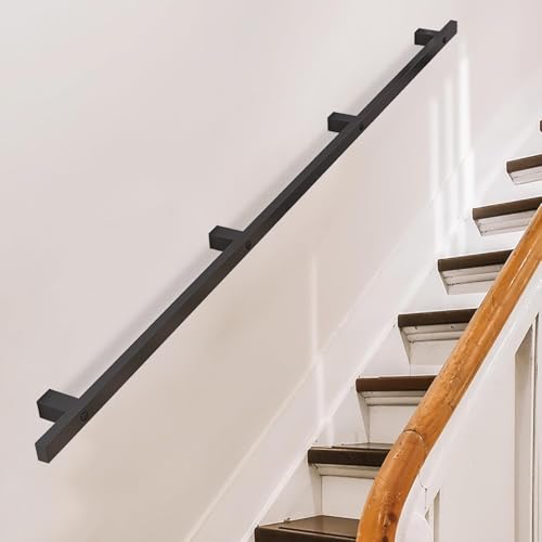 Rampe en fer de 4 m avec supports en fer forgé pour escalier intérieur et extérieur