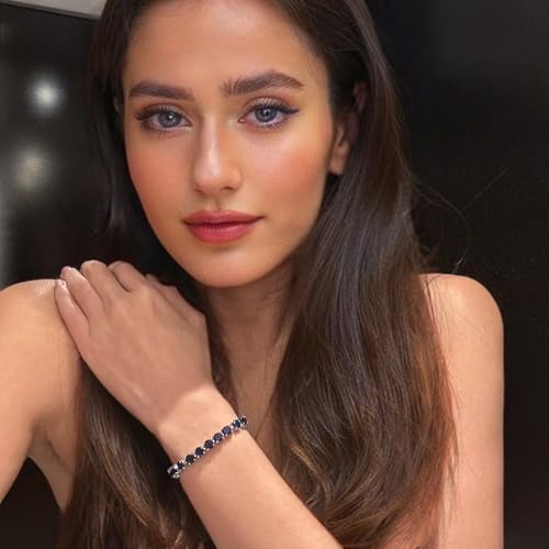 RIZILIA Round Cut Multi-Color CZ 18K Gold Plated Tennis Bracelet, 7"3