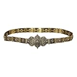 Taillengürtel mit geschnitztem Blumenmuster, Bauchkette für Kleid für Damen, Taille, Hochzeit, Accessoires, kaukasischer Gürtel, Altmetall, One size