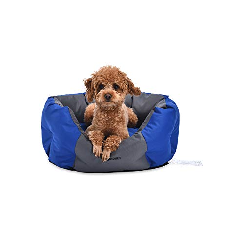 AmazonBasics Water-Resistant Pet Bed for Small Dogs, Oval, Royal Blue, 20.9-Inch