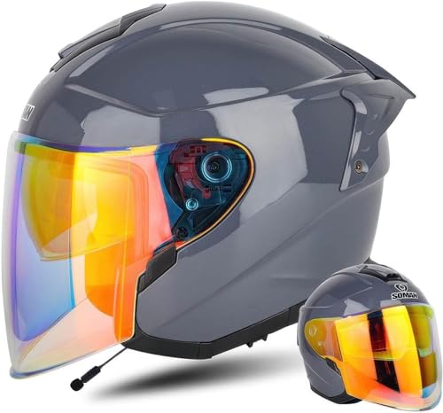 Casque moto ouvert rétro 3/4 avec Bluetooth intégré noir mat taille XL pour adulte