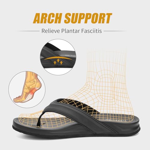 Men's Flip Flops With Arch Support, Soft and Comfortable Insole, Anti Slip and Wear-resistant Sole, PVC Waterproof Shoelaces, Summer Beach Sandals4