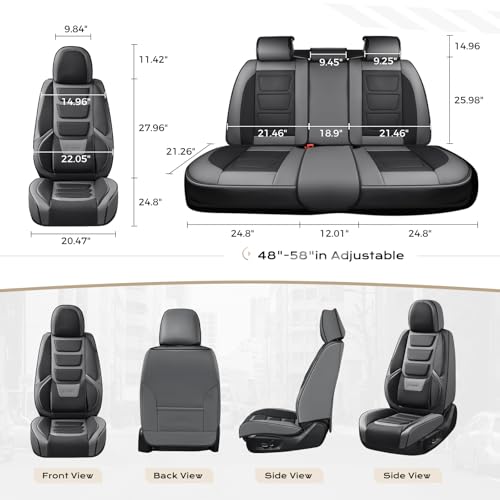 Image of Coverado Car Seat Covers, Front Covers for Cars, Car Seat Cover Front Seats, Automotive Seat Cover, Waterproof, Leather Car Seat Cushion, Universal Interior Covers Seat Protectors for Most Cars Gray