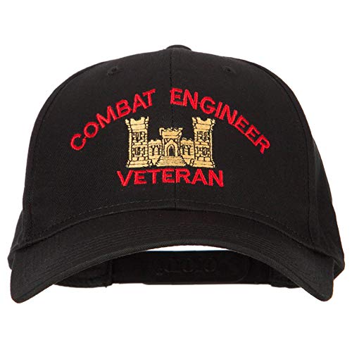 Combat Engineer Veteran Embroidered Solid Cotton Pro Style Cap - Black OSFM
