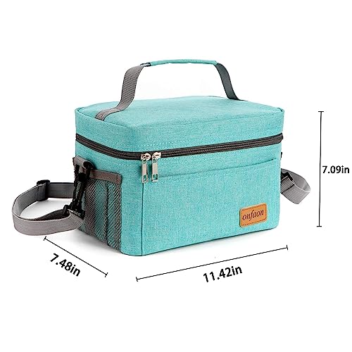 Lunch Bag for Men/Women, Insulated Reusable Lunch Box Leakproof Cooler Tote Bag Freezable with Adjustable Shoulder Strap for Office Work Picnic Beach(Cyan)