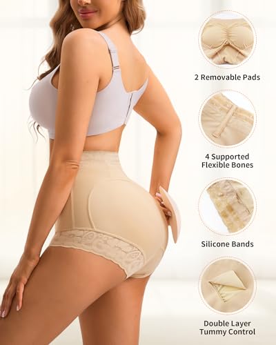 Image of Padded Underwear Butt Lifting Panties Butt Lifter Built-In Fake Butt Pads Tummy Control Shapewear for Women