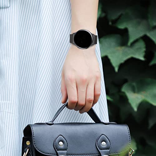 Compatible with Galaxy Watch 3 45mm/Samsung Galaxy Watch 46mm/Gear S3 Frontier/Classic Band, 22mm Stainless Steel Strap Replacement for Ticwatch Pro Smartwatch (Black)