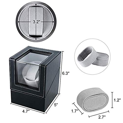 single watch winder for automatic watches super quiet in wood shell and black leathercarbon fiber leather japanese motor