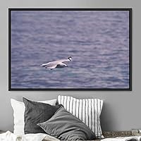 Framed Canvas Wall Art Soaring Bird Aerial Beach Birds Cool Multicolor Photography Realism Relax/Calm Single - 16x24 inches