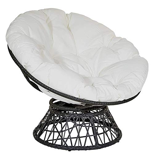 Cojín para silla oscilante impermeable para exteriores, 120 cm, redondo, de algodón, para jardín, interior, color blanco, opción de cuna colgante incluida